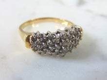 Load image into Gallery viewer, LOVELY LARGE VINTAGE ESTATE 14K YELLOW GOLD DIAMOND CLUSTER RING 5.6g  E2003