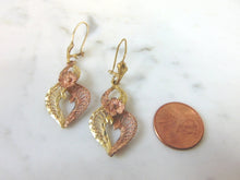 Load image into Gallery viewer, PR WOMENS VINTAGE ESTATE 14K GOLD DANGLE "HEART" W/ "FLOWER" EARRINGS 4.4g  E2007