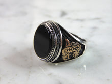 Load image into Gallery viewer, Mens Vintage Estate Sterling Silver Tiger Onyx Ring 11.5g E2339