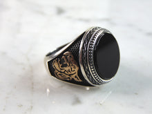 Load image into Gallery viewer, Mens Vintage Estate Sterling Silver Tiger Onyx Ring 11.5g E2339