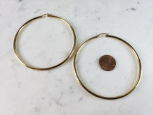 Load image into Gallery viewer, Pr Large Womens Vintage Estate 14K Yellow Gold Hoop Earrings 6.0g #E2541