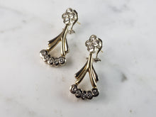 Load image into Gallery viewer, Pr of Womens Vintage Estate 14K Yellow & White Gold Diamond Earrings 10.5g E2848