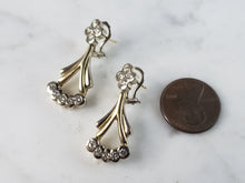 Load image into Gallery viewer, Pr of Womens Vintage Estate 14K Yellow & White Gold Diamond Earrings 10.5g E2848
