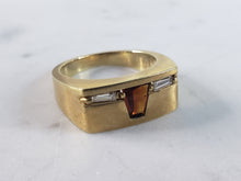 Load image into Gallery viewer, Mens Vintage Estate 14K Yellow Gold Diamond & Citrine Ring 9.4g #E2910
