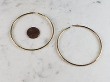 Load image into Gallery viewer, Pr Large Womens Vintage Estate 14K Gold Hoop Earrings Israel 3.9g #E2913