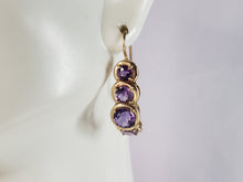 Load image into Gallery viewer, Pr Womens Vintage Estate 14K Gold Amethyst Earrings 4.9g E2981