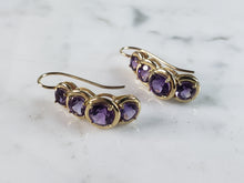 Load image into Gallery viewer, Pr Womens Vintage Estate 14K Gold Amethyst Earrings 4.9g E2981