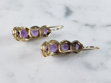 Load image into Gallery viewer, Pr Womens Vintage Estate 14K Gold Amethyst Earrings 4.9g E2981