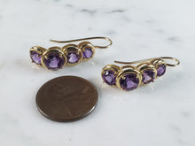 Load image into Gallery viewer, Pr Womens Vintage Estate 14K Gold Amethyst Earrings 4.9g E2981