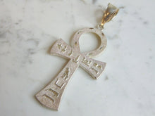 Load image into Gallery viewer, Sterling Silver Religious Egyptian Hieroglyphics Cross Pendant 22.7g E3164