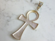 Load image into Gallery viewer, Sterling Silver Religious Egyptian Hieroglyphics Cross Pendant 22.7g E3164