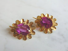 Load image into Gallery viewer, Pr Womens Vintage Estate 14K Gold Dangle Earrings w/ Pink Stones 5.8g E3345