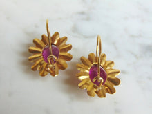 Load image into Gallery viewer, Pr Womens Vintage Estate 14K Gold Dangle Earrings w/ Pink Stones 5.8g E3345