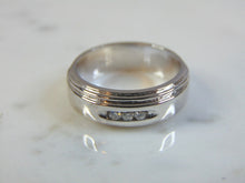 Load image into Gallery viewer, Attractive Vintage Estate 14K Mens White Gold Ring w/ Diamonds, 9.2g  E3462