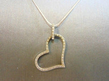 Load image into Gallery viewer, VINTAGE .925 STERLING SILVER NECKLACE W DIAMONDS HEART PENDANT  3.31g  E1120