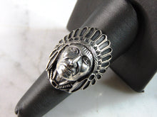 Load image into Gallery viewer, Mens Vintage Estate Sterling Silver Chief Head Ring 13.3g E6013