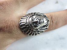 Load image into Gallery viewer, Mens Vintage Estate Sterling Silver Chief Head Ring 13.3g E6013