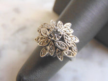 Load image into Gallery viewer, Stunning Women's Vintage Estate 14K White Gold Diamond Flower Ring, 6.1g E811