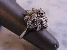 Load image into Gallery viewer, Stunning Women's Vintage Estate 14K White Gold Diamond Flower Ring, 6.1g E811
