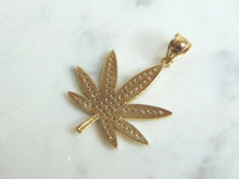 Load image into Gallery viewer, Blinged Out 14K Yellow Gold Pot Leaf Pendant, 3.7g E843
