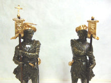 Load image into Gallery viewer, Pr of Antique Metal Spelter Statues of French Cavaliers