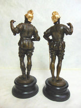 Load image into Gallery viewer, Pr of Antique Metal Spelter Statues of Spanish Conquistadors