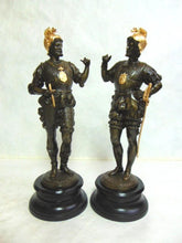 Load image into Gallery viewer, Pr of Antique Metal Spelter Statues of Spanish Conquistadors