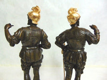 Load image into Gallery viewer, Pr of Antique Metal Spelter Statues of Spanish Conquistadors