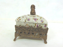 Load image into Gallery viewer, Decorative Porcelain Floral Vanity Trinket Box w/ Dog Finial