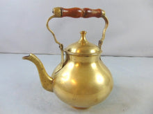 Load image into Gallery viewer, Vintage Antique Brass Teapot w/ Wooden Handle