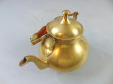 Load image into Gallery viewer, Vintage Antique Brass Teapot w/ Wooden Handle