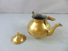 Load image into Gallery viewer, Vintage Antique Brass Teapot w/ Wooden Handle