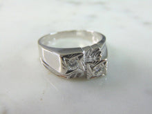 Load image into Gallery viewer, Mens Vintage Estate 14K White Gold CZ Ring 6.3g E3395