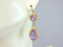 Load image into Gallery viewer, Pr Womens Vintage Estate 14K Gold Amethyst Earrings 5.4g E997