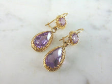Load image into Gallery viewer, Pr Womens Vintage Estate 14K Gold Amethyst Earrings 5.4g E997