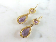 Load image into Gallery viewer, Pr Womens Vintage Estate 14K Gold Amethyst Earrings 5.4g E997