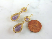 Load image into Gallery viewer, Pr Womens Vintage Estate 14K Gold Amethyst Earrings 5.4g E997
