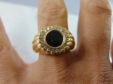 Load image into Gallery viewer, Mens Vintage Estate 14K Yellow Gold Diamond Onyx Ring 13.0g #E3091