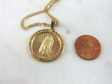 Load image into Gallery viewer, Vintage Estate 14K Mixed Gold Necklace W/ Religious Pendant 7.3g #E4246