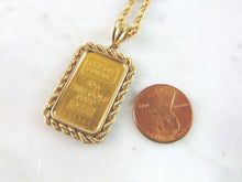 Load image into Gallery viewer, 24K Yellow Gold Credit Suisse Gold Bar Pendant Necklace 23.0g E4286