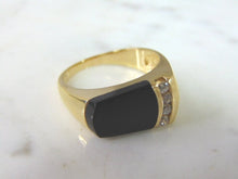 Load image into Gallery viewer, Mens Vintage Estate 14K Yellow Gold Onyx & Diamond Ring 7.8g E5045