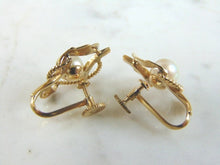 Load image into Gallery viewer, Pr Womens Vintage Estate 14K Yellow Gold Pearl Earrings 5.9g E5579
