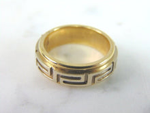 Load image into Gallery viewer, Mens Vintage Estate 14K Yellow & White Gold Greek Key Wedding Ring, 8.8g E5974