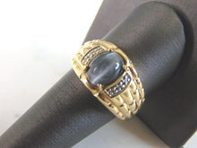 Load image into Gallery viewer, Mens Vintage Estate 10K Gold Cats Eye Diamond Ring 6.7g E933