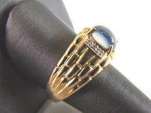 Load image into Gallery viewer, Mens Vintage Estate 10K Gold Cats Eye Diamond Ring 6.7g E933