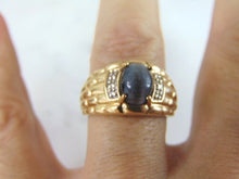 Load image into Gallery viewer, Mens Vintage Estate 10K Gold Cats Eye Diamond Ring 6.7g E933