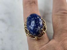 Load image into Gallery viewer, Womens Vintage Estate 14k Yellow Gold Lapis Lazuli Ring 7g E1012