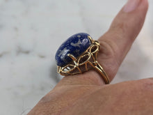 Load image into Gallery viewer, Womens Vintage Estate 14k Yellow Gold Lapis Lazuli Ring 7g E1012