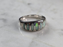 Load image into Gallery viewer, Womens Sterling Silver Modernist Opal Band Ring 5.3g E1062