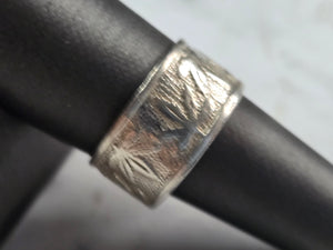 Mens Vintage Sterling Silver Cannabis Marijuana Pot Weed Band Ring 8.3g E1064